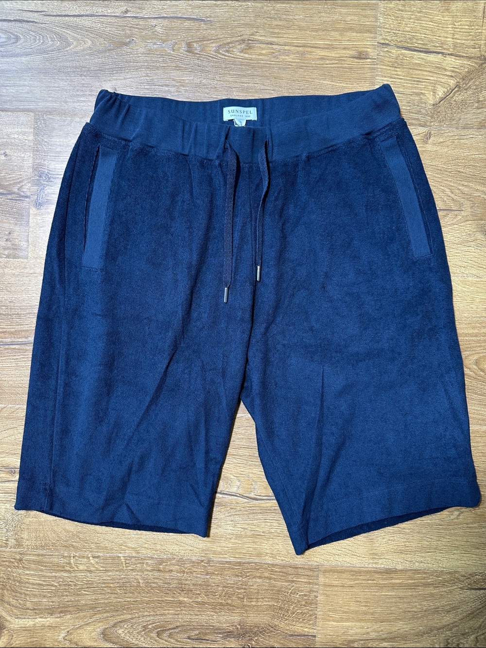 Sunspel Men’s Navy Terry Pull-On Athletic/Lounge Shorts Size Medium